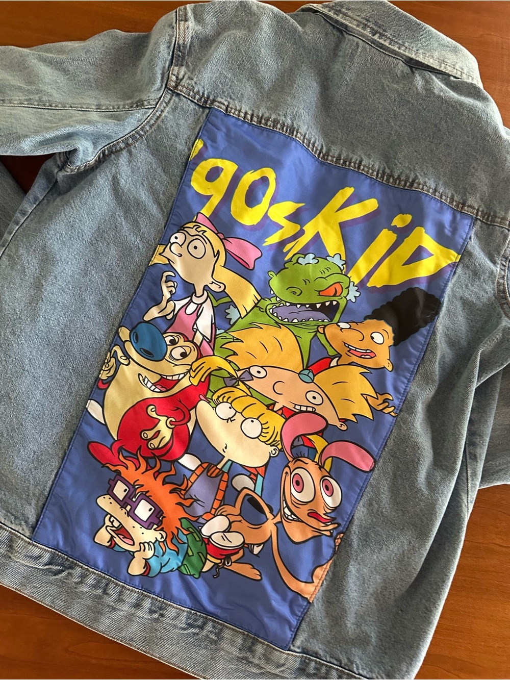 Nickelodeon 90s Kid Denim Jacket Rugrats Ren & Stimpy Hey Arnold Adult Size L